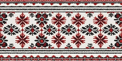 Seamless Ukrainian Traditional Embroidery Pattern. Ideal for textiles, backgrounds, and ethnic design projects.
