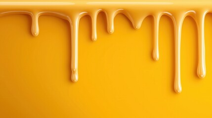 A vibrant, dripping yellow substance creates an eye-catching, smooth texture, evoking feelings of richness and warmth.