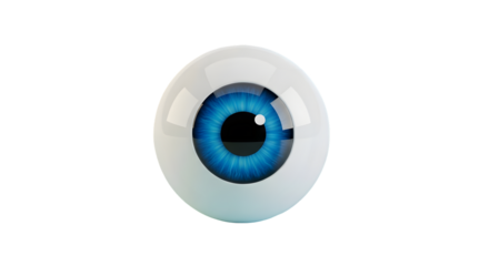 Captivating vibrant blue eye with realistic iris detail, symbolizing vision, awareness, and perception in a modern, clean presentation