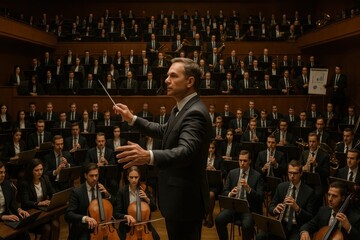 Fototapeta premium A Maestro Leads His Orchestra in Harmony