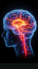 Obraz premium Glowing Brain and Nervous System Illustration