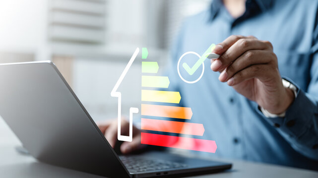 Energy efficiency rating eco environmental. Ecology protection. Reduce reuse recycle. Clean energy solar panels. Environmentally friendly industry. Pollution environment. Sustainability business.