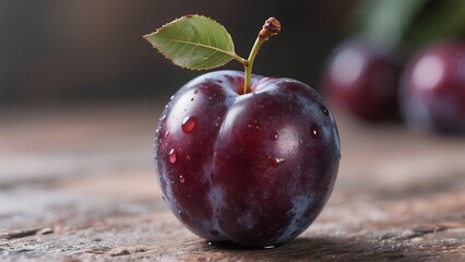plums on a wooden table