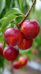 Obraz premium Ripe Red Plums on a Branch