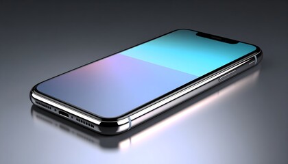 Smartphone moderno con pantalla encendida sobre superficie oscura