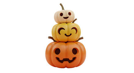 Adorable stacked Halloween pumpkins with joyful carved faces create a festive and charming seasonal decoration perfect for holiday celebrations and autumnal themes