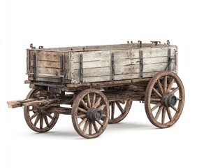 Fototapeta premium Old wooden wagon on white background (2)