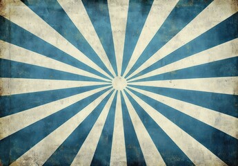 Grunge textured background with radial blue and white sunburst rays converging at the center, creating a vintage and retro visual effect