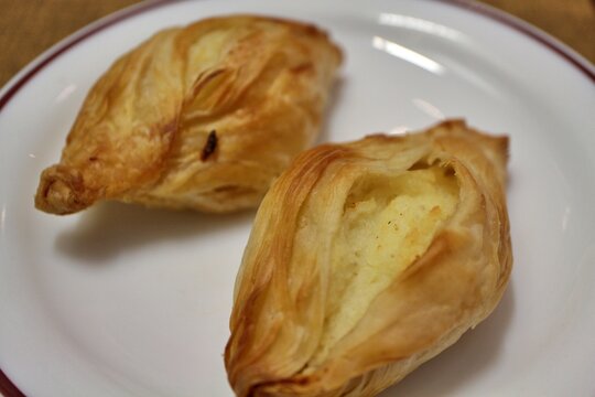 Pastizz (traditional Maltese pastry) at a hotel in Valletta, Malta