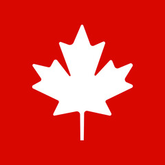 Fototapeta premium Maple leaf icon on red background