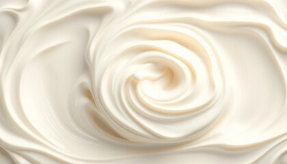 Swirls of luxurious white cream, isolated on a clean background,  fresh,   minimal