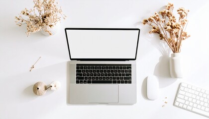 Laptop Workspace: Minimalist Desk Setup for Productivity & Creativity