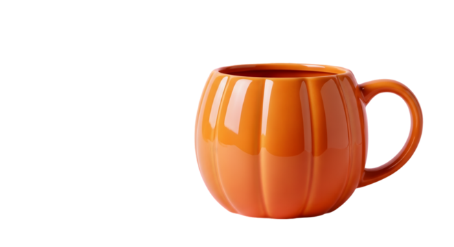 Charming orange ceramic mug shaped like a pumpkin perfect for autumn beverages and festive fall gatherings