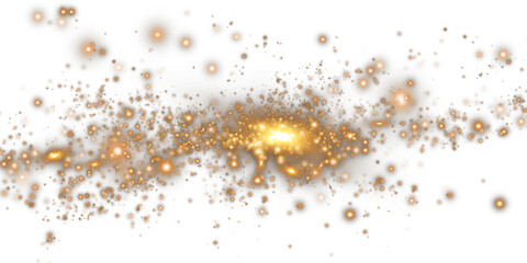 Magical Stardust Sparkle PNG with Glowing Gold Particles, Shine, and Festive Light Effects on Transparent Background