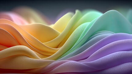 Abstract Pastel Rainbow Waves Flowing Digital Art