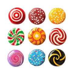 Colorful hard candies, close-up, sweet treats, studio shot, festive background, food photography