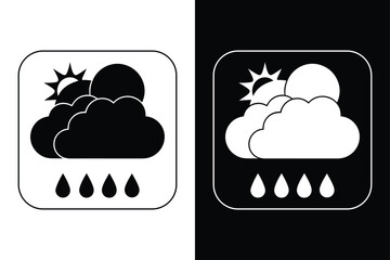 Flat Design Cloudy Weather Icon Isolated on White.