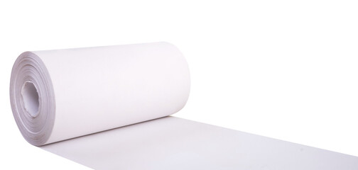 close-up view of roll of toilet paper isolated