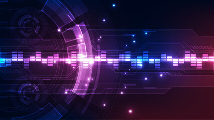 Obraz premium Futuristic Music Equalizer – Neon Audio Wave Digital HUD Background