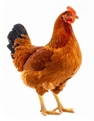 Brown Hen Standing on White Background