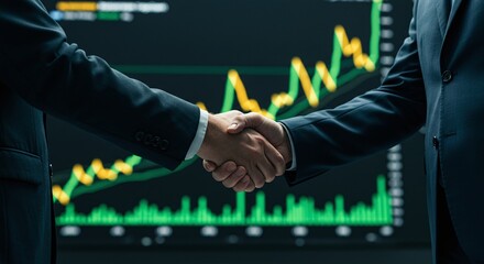 Financial Growth Partnership &ndash; Handshake with Rising Stock Chart