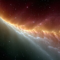 Cosmic Nebula with Red Orange and Gold Hues in Dark Space