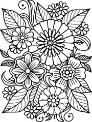 Realistic flower coloring for adults and kids 

