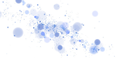 A sparkling blue magic dust effect with glowing bokeh lights and twinkling particles on a transparent background, ideal for fantasy and festive designs