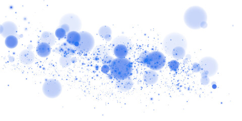 A sparkling blue magic dust effect with glowing bokeh lights and twinkling particles on a transparent background, ideal for fantasy and festive designs