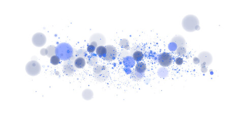 A sparkling blue magic dust effect with glowing bokeh lights and twinkling particles on a transparent background, ideal for fantasy and festive designs