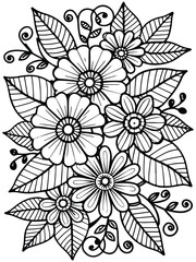 Realistic flower coloring for adults and kids 

