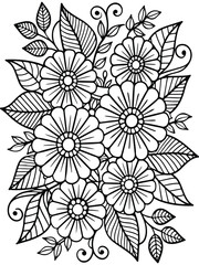 Realistic flower coloring for adults and kids 


