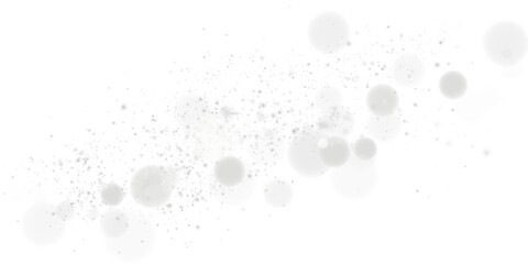 A sparkling white magic dust effect with glowing bokeh lights and twinkling particles on a transparent background, ideal for fantasy and festive designs.