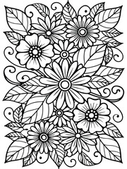 Realistic flower coloring for adults and kids 

