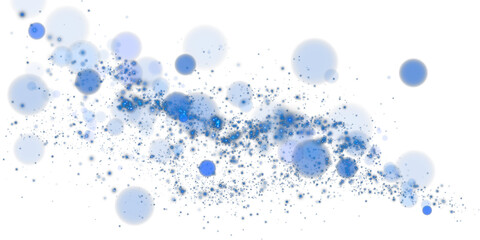 A sparkling blue magic dust effect with glowing bokeh lights and twinkling particles on a transparent background, ideal for fantasy and festive designs