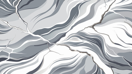 Fototapeta premium Vector art of abstract gray and white marble texture with subtle veins, elegant background with fluid swirls and natural stone pattern, modern design element with cracked detail
