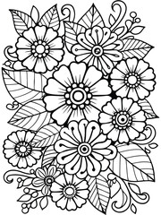 Realistic flower coloring for adults and kids 

