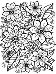 Realistic flower coloring for adults and kids 

