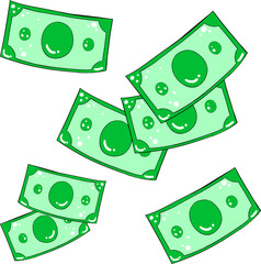 초록색 지폐 일러스트 그래픽 요소