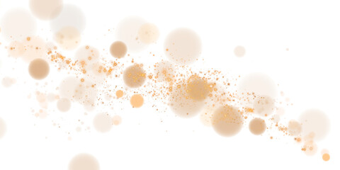 A sparkling gold magic dust effect with glowing bokeh lights and twinkling particles on a transparent background, ideal for fantasy and festive designs