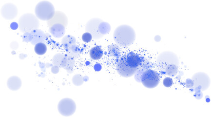 A sparkling blue magic dust effect with glowing bokeh lights and twinkling particles on a transparent background, ideal for fantasy and festive designs