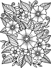 Realistic flower coloring for adults and kids 

