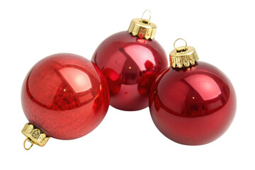 Shiny red Christmas ornaments create festive atmosphere perfect for holiday celebrations and decorating your home with joy