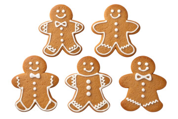 Fototapeta premium Gingerbread cookies shaped like cheerful figures are perfect for celebrating Christmas with joy and sweetness