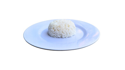 White rice on a white plate with a transparent background, ideal for food menus, recipe visuals, or culinary presentations. High-quality image ready for creative and commercial use.