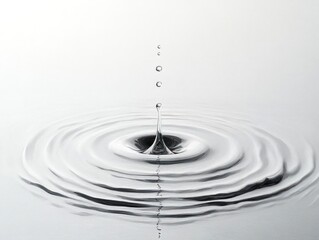 Close-up of water droplets falling and creating ripple effect on smooth water surface capturing motion and fluidity