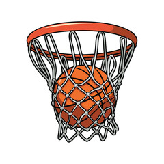 Frozen Basketball Swish Through Net Minimalist Vector Design