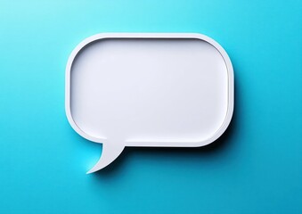 Fototapeta premium Empty white speech bubble on bright blue background symbolizing communication and conversation