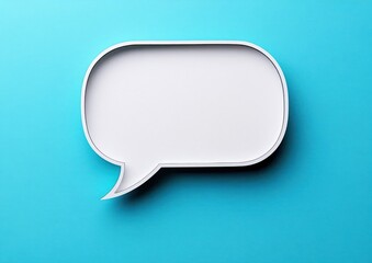 Fototapeta premium Empty white speech bubble on bright blue background with subtle shadow creating a clean and minimalist communication concept