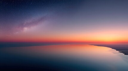 Fototapeta premium Gradient Sunrise Sky Reflecting on Calm Ocean Water